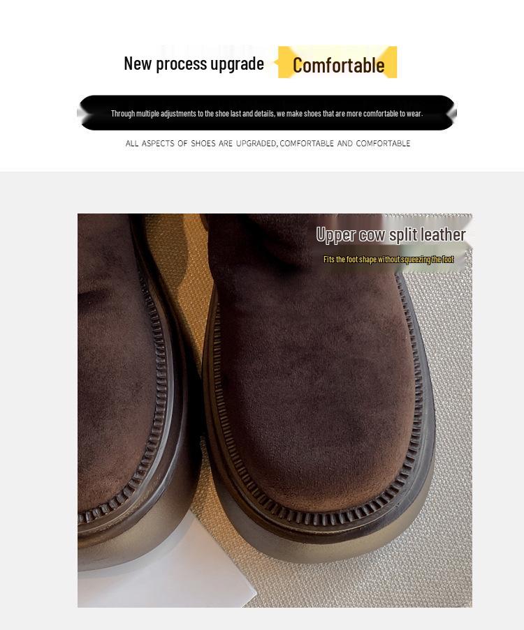 Botas Retro de Ante para Mujer por Encima de la Rodilla con Caña Alta Elástica y Aumento de Altura Interior