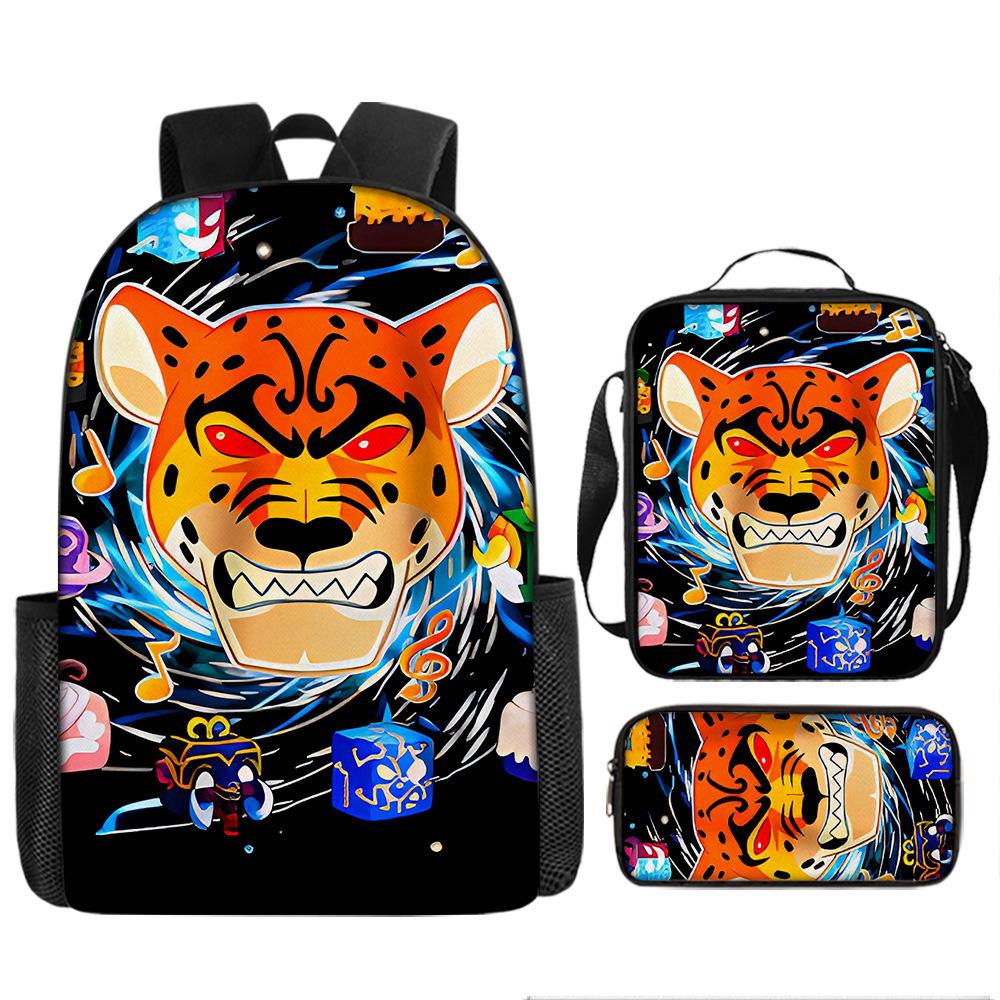 Large Capacity Schoolbag with Shoulder Strap; Student Three-piece Pencil Case Set
