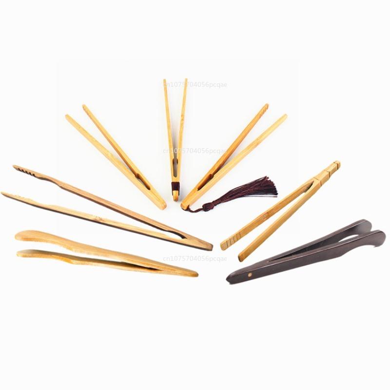 1Pcs Wooden Tea Clip Bamboo Kitchen Salad Food Toast Tong Tweezer Bacon Sugar Ice Tea Utensil Teaware Kitchen Utensi Accessories