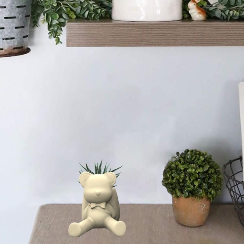 Betonové formy Formy na květináče Medvěd s taškou Tvarované Ručně vyráběné Silikonové formy Silikonový materiál pro DIY Květináč Váza