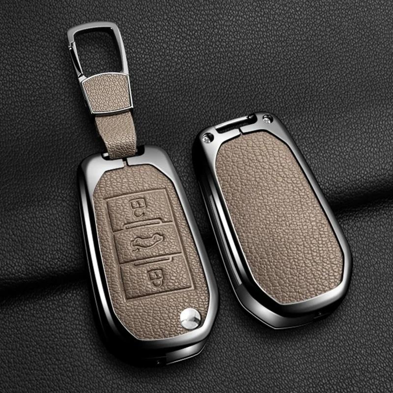 Alloy Car Key Case Cover Protector Leather Key Holder Keychain Shell For Peugeot 208 2008 301 308 3008 Rcz 508 408 2008 307