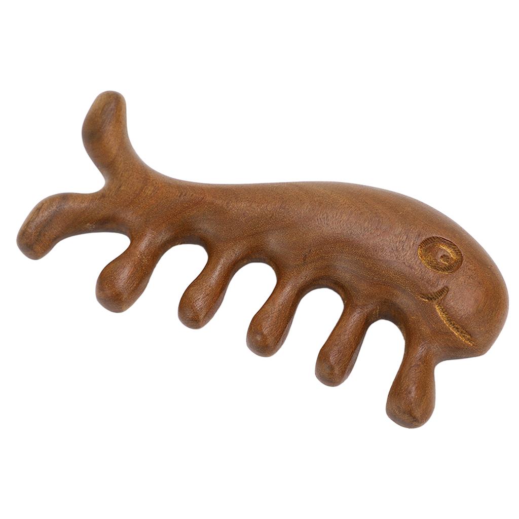 Sandelholz Kamm mit breiten Zinken zur Kopfhautmassage und zum Schaben Tierförmiger Gua Sha Kamm für Nacken, Rücken, Arme