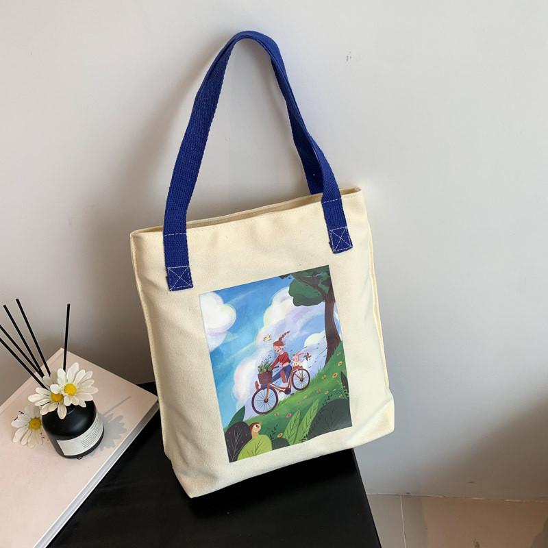 Стильная мультяшная минималистичная женская холщовая сумка-тоут для покупок и подарков белый