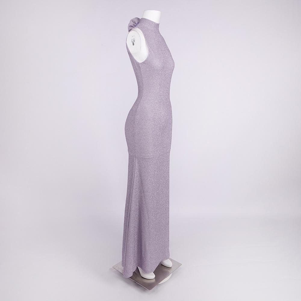 Hot-Selling Floral Halter Backless Sleeveless Gown: Sexy, Slimming, Elastic Evening Dress