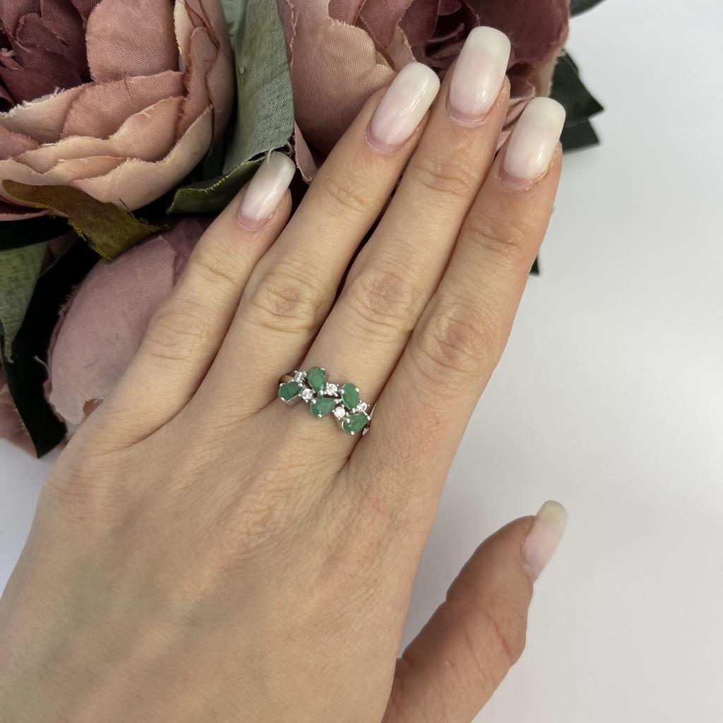 Серебряное кольцо с натуральным изумрудом 1.335ct (2111443)