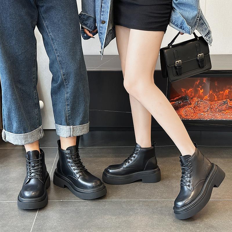 

Для женщин осенние новые ботильоны на платформе из натуральной кожи британский стиль пара байкерские мужские ботинки в стиле ретро