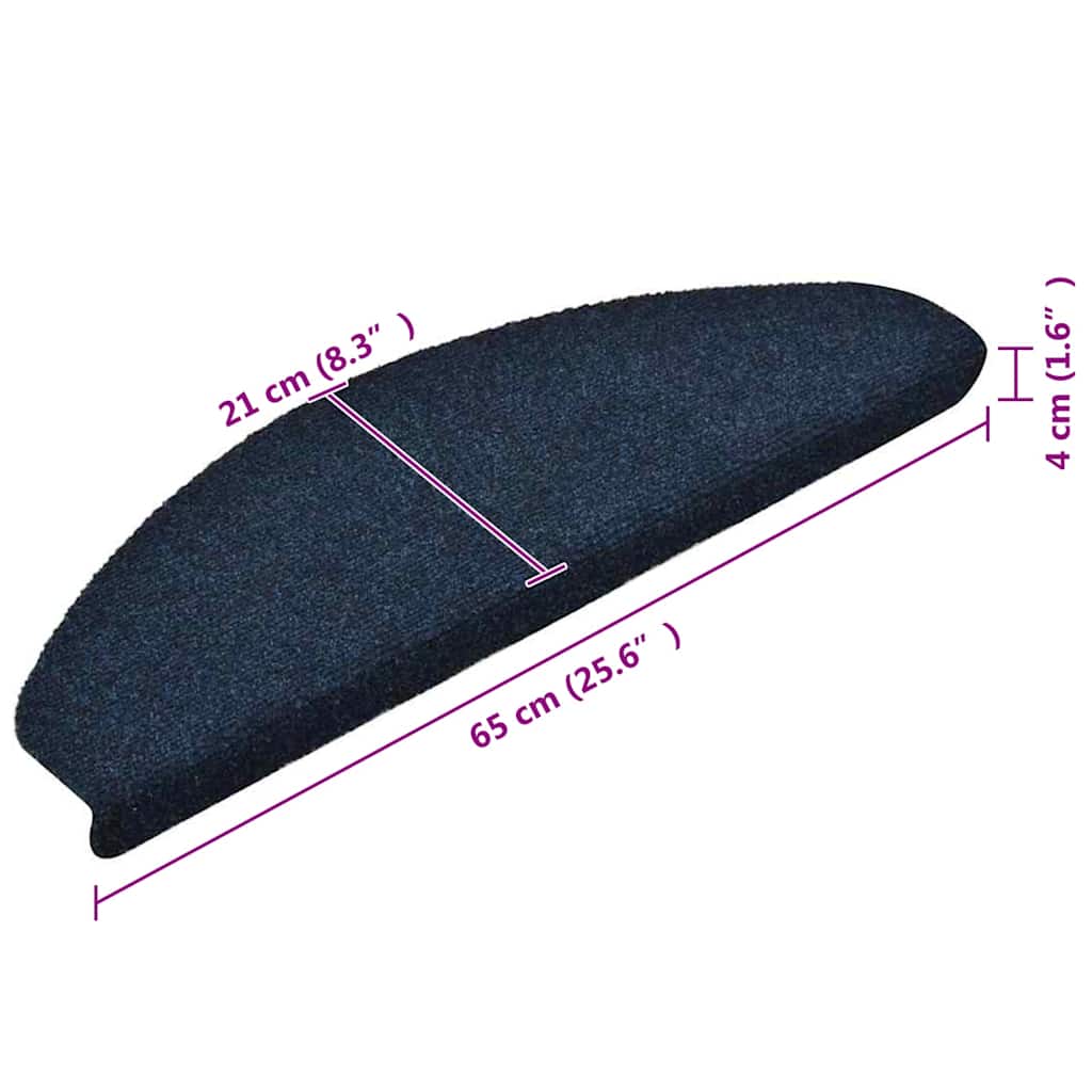 Self Adhesive Stair Treads 20 pcs 65 x 21 x 4 cm Navy Blue Semi Round Large