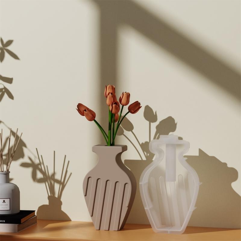 Simple Vase Silicone Molds Planter Molds Home Decors Cement Crafting Molds Silicone Sculpture Molds for Making Flowerpot