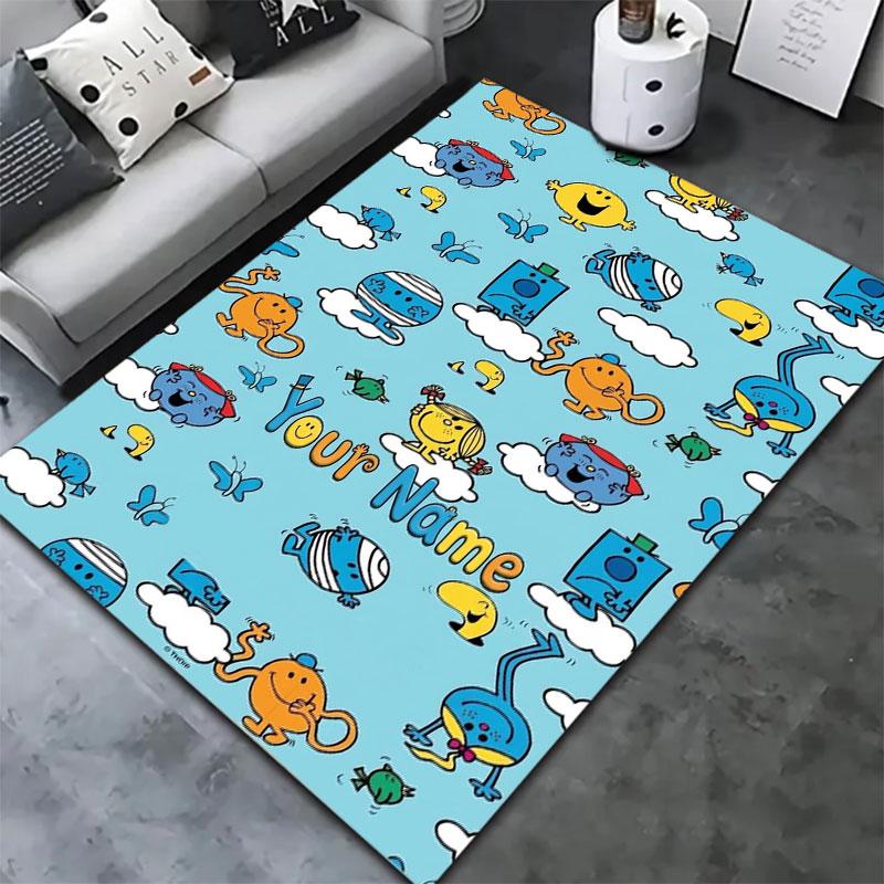 Mr. Men Little Miss Custom Name Carpet Rug for Living Room Bedroom Home Sofa Decoration,Kids play Non-slip Floor Mat
