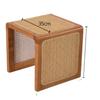 Vintage Solid Wood Rattan Storage Stool Wabi-Sabi Japanese Nightstand Round Bucket Ottoman for Bedroom Guesthouse Decor