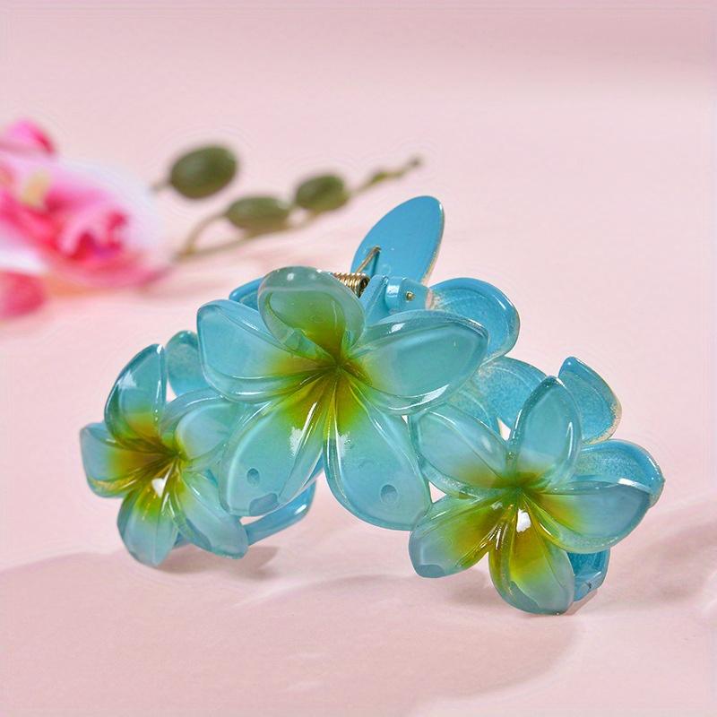 1Pcs Frangipani Flower Shaped Hair Clip Colorful Shark Clip Hairpin Headwear Vintage Headdress Hair Accessories For Women