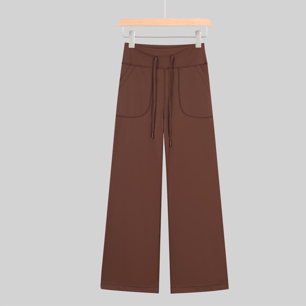 Lulu-Inspired High Waist Yoga Pants - Drawstring Straight Leg with Loose Drape for Casual Sports