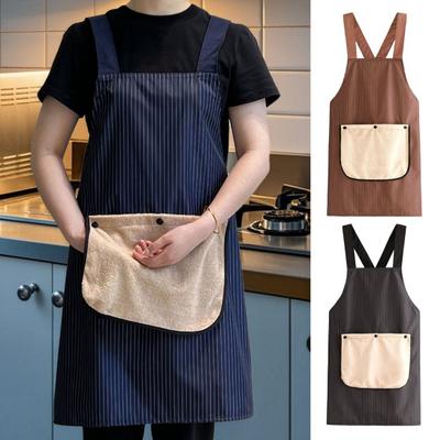 Kitchen Apron with Detachable Towel Waterproof Oil Resistant Adjustable Bib Apron with Pockets Lightweight Work Apron for Cooking Gardening & Crafts