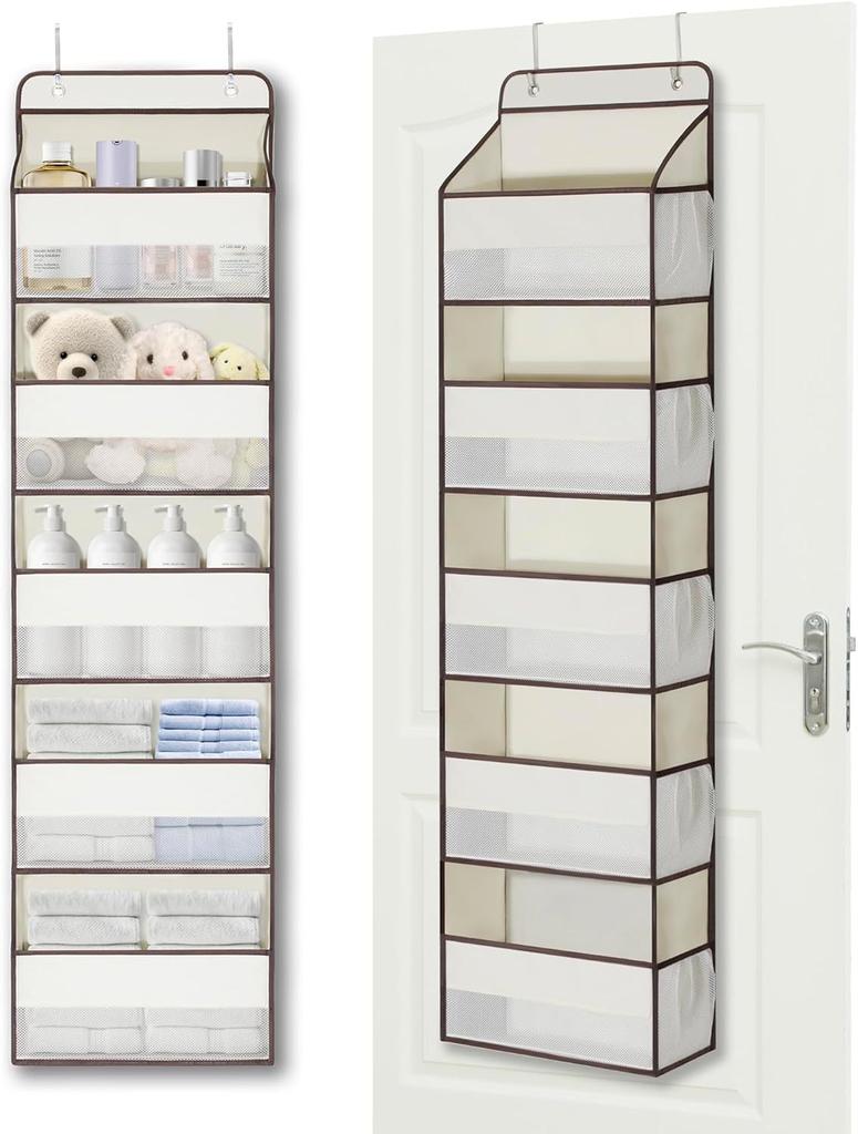 Over the Door Organizer Storage 5 Shelf Hanging Door Organizer with 5 Large Capacity Pockets for Bedroom Bathroom 1pcs