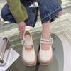 Foreign Trade White Retro Pearl Small Leather Shoes Women's 2025 Summer Shallow Mouth Versatile College Thick-soled Round Head Mary Jane Shoes