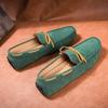 Damen Komfort Flats Casual Slip on Herren Mokassins Loafer Fahrschuhe Unisex Übergröße Wildlederschuhe Grün