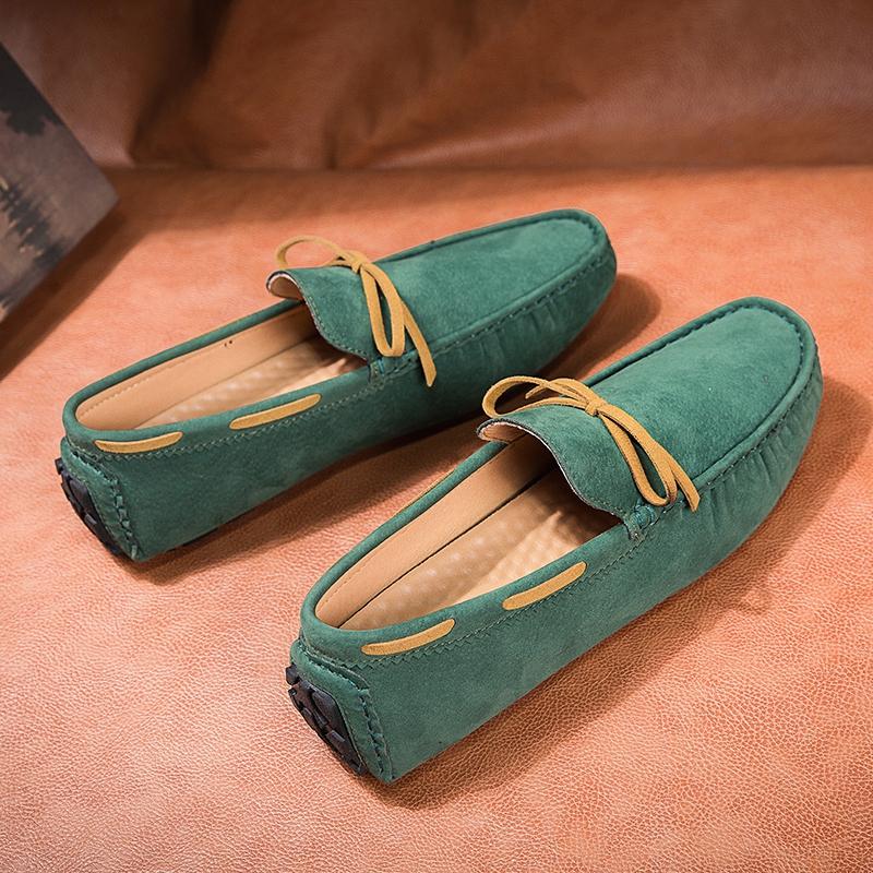 Damen Komfort Flats Casual Slip on Herren Mokassins Loafer Fahrschuhe Unisex Übergröße Wildlederschuhe Grün