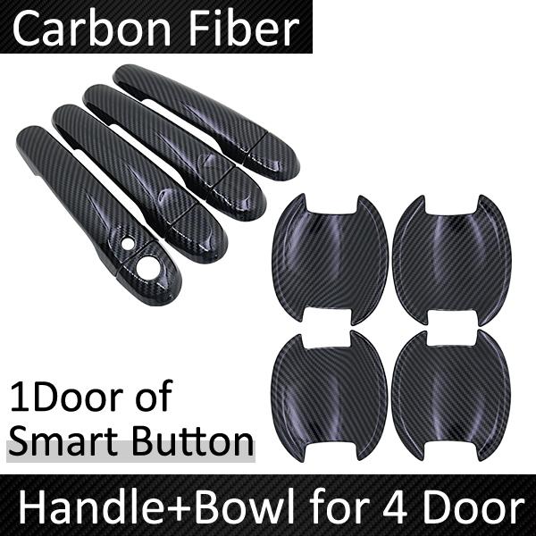 Black Carbon Fiber Door Handle Cover for Nissan Micra K13 Renault Puls 2011~2016 2015 Car Accessories Stickers Trim Set Chrome