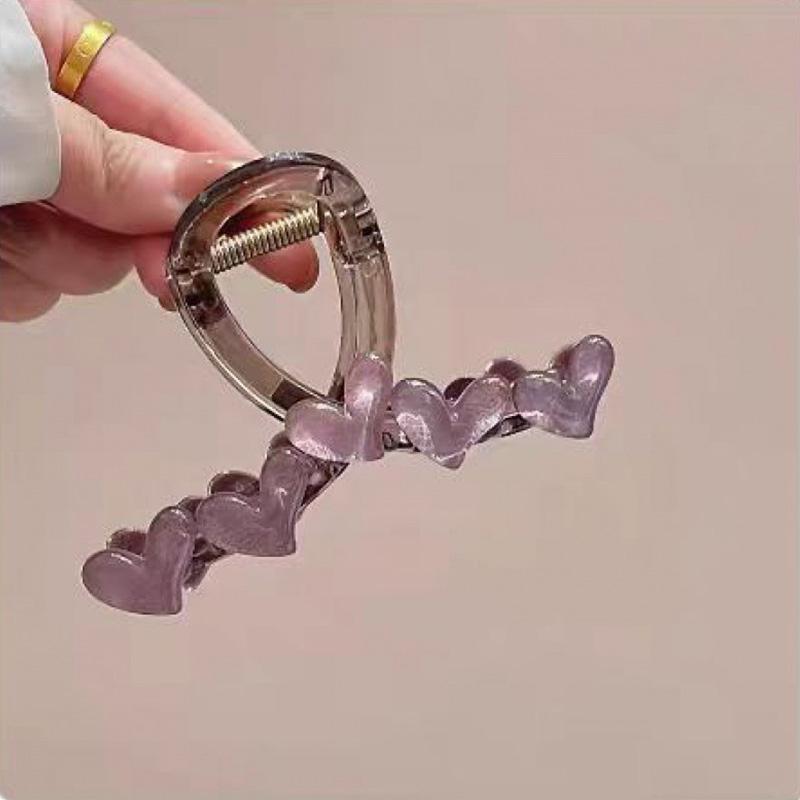 

Elegant Jelly Heart Hair Claw Clip Acrylic Non Slip Strong Shark Hair Jaw Grab for Women Girls Summer Headdress Accessories