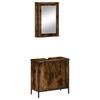 2 Piece Bathroom Furniture Set Smoked Oak Wood Based Material