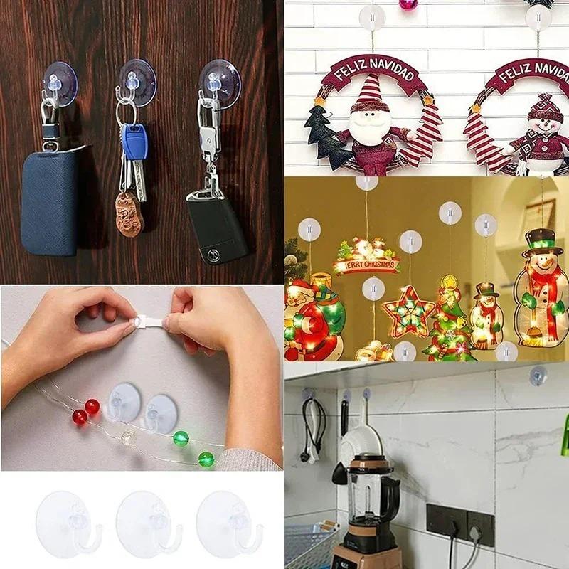 5/10/20Pcs Suction Cup Hooks Strong Suction Cup Holder with Plastic Hooks For Glass Window Wall Hook Hanger Home Kitchen Bathroom
