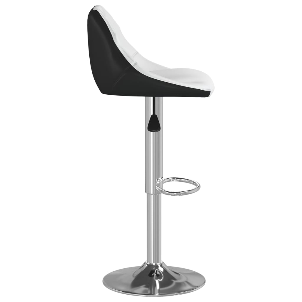 Bar Stool Set 2 Pcs White and Black Faux Leather