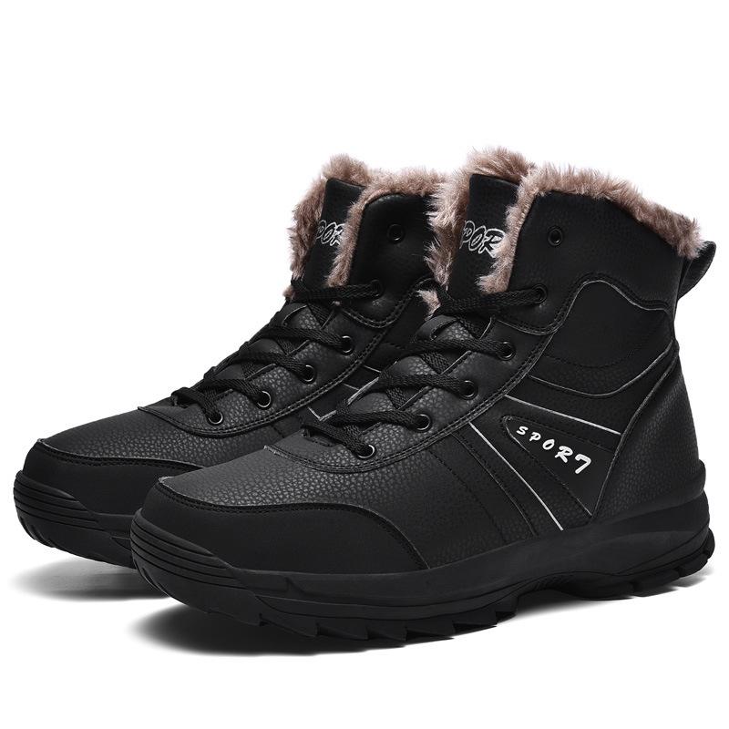 Winter Unisex High-top Outdoor Cotton Shoes Plus Velvet Sports Hiking Shoes Anti-ski Ground Boots 39