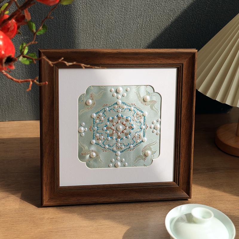 Song Brocade DIY Material Kit: Ethnic Style Pearl Painting Frame - Cultural Heritage Handcraft