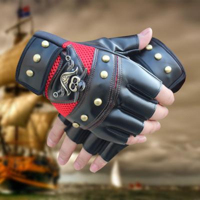 Half Finger Leather Gloves New Style Pirate Men and Women Outdoor Cycling Fitness Mountaineering Performance Exercise Sports Performance PU Gloves