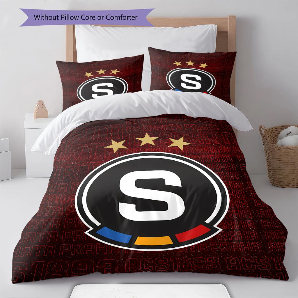 AC Sparta Praha Pattern Bedding,Quilt Set Quilt Cover Pillowcase Home Birthday Gift (1 * Duvet Cover + 2 * Pillowcase, Without Core)