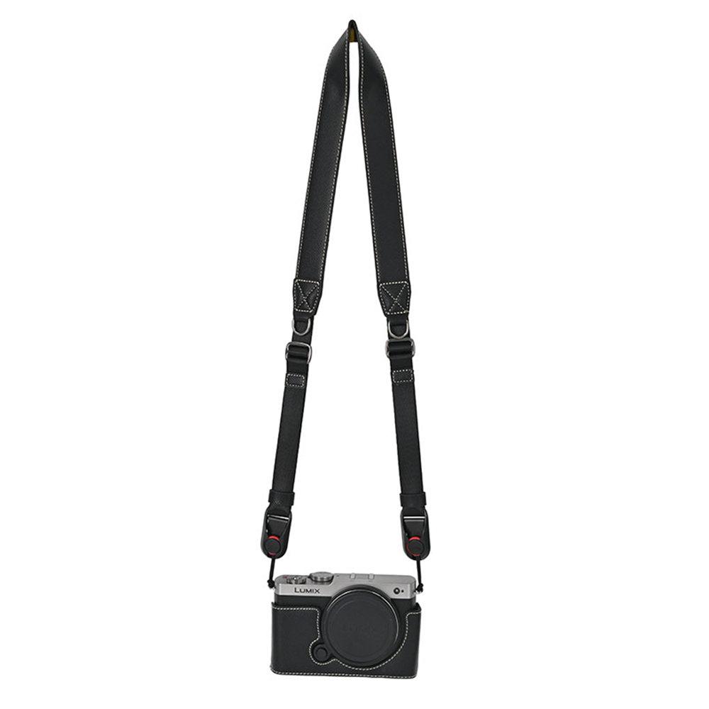 Palm Print PU Leather Camera Half Body Case For Panasonic Lumix S9 Battery Opening Bottom Cover With Strap