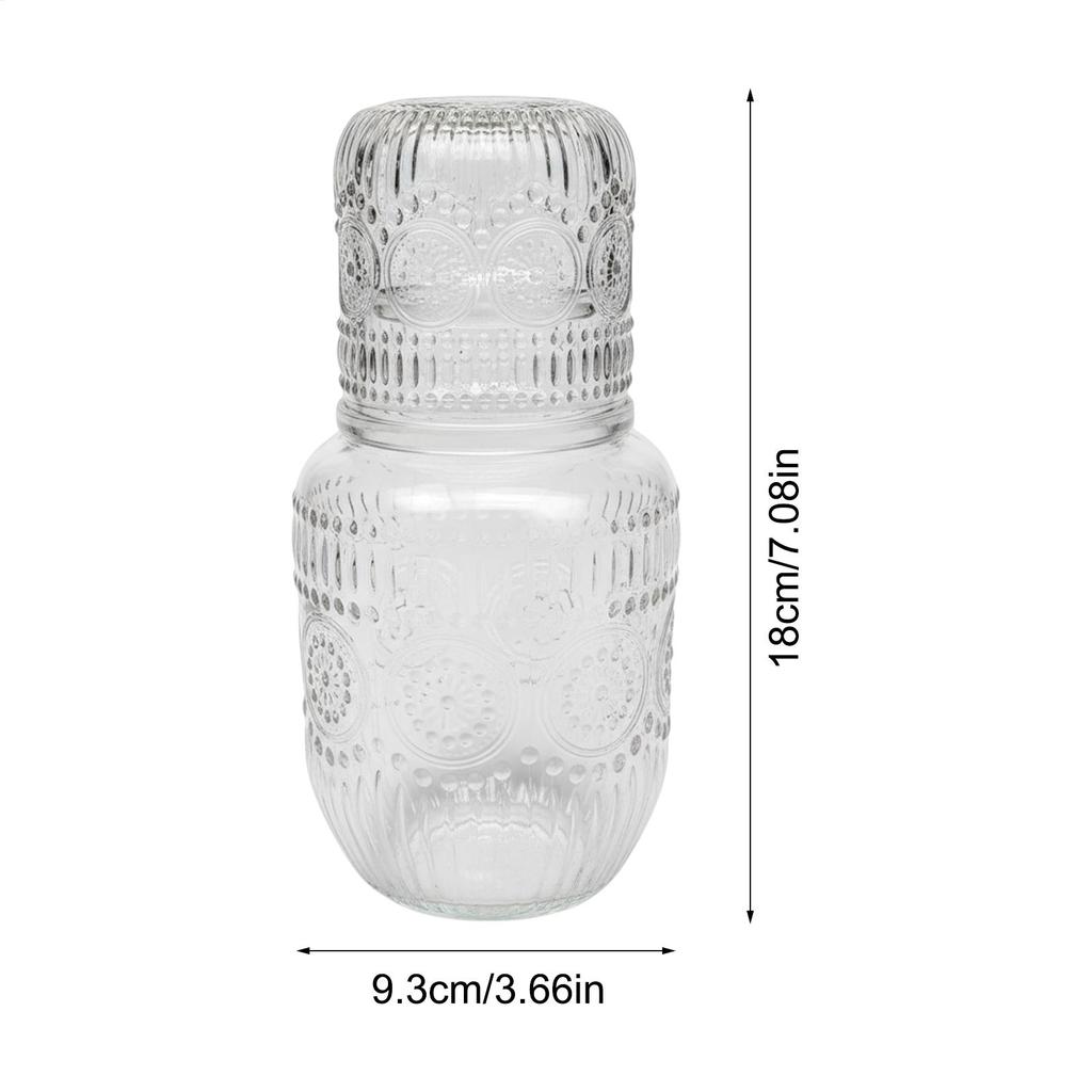 Water Carafe with Cup Snowflake Design Vintage Pitcher Glass Carafe for Tea Coffee Milk Juice Drink Tea Coffee Milk Juice