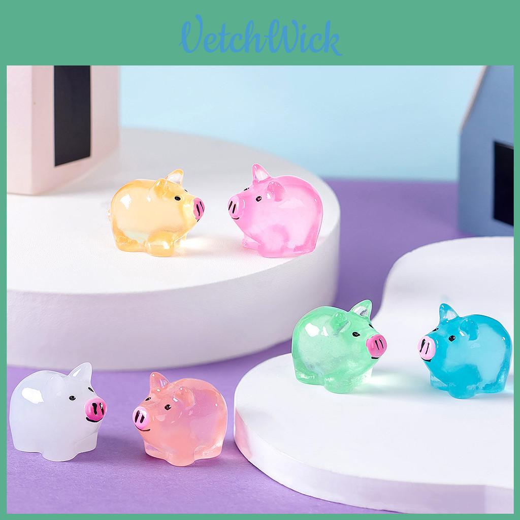 Cute Luminous Pig Resin Figurine For Miniature Garden And Desktop Decor