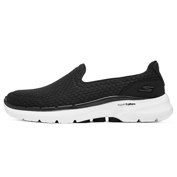 Skechers Women's Black Go Walk 6 Sport Slip-On Shock Absorbing Durable Breathable Supportive Lightweight Rebound Low-Top Casual Shoes Sneakers 124523-Bkw Cm