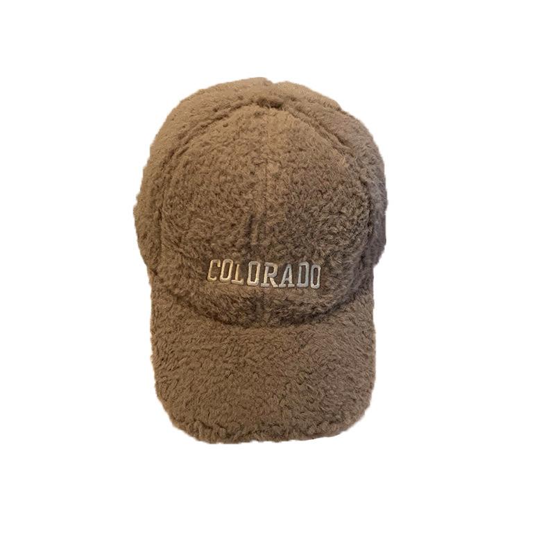 Warm Hat for Women Fashion Korean Fashion Embroidered Letter Plush Baseball Cap Showing Face Small Versatile Baseball Cap