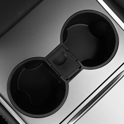 Inserto Portavasos para Consola Central de Coche Divisor para Botellas y Bebidas Negro TPE Accesorio Interior de Coche para Tesla Model 3 Modelo