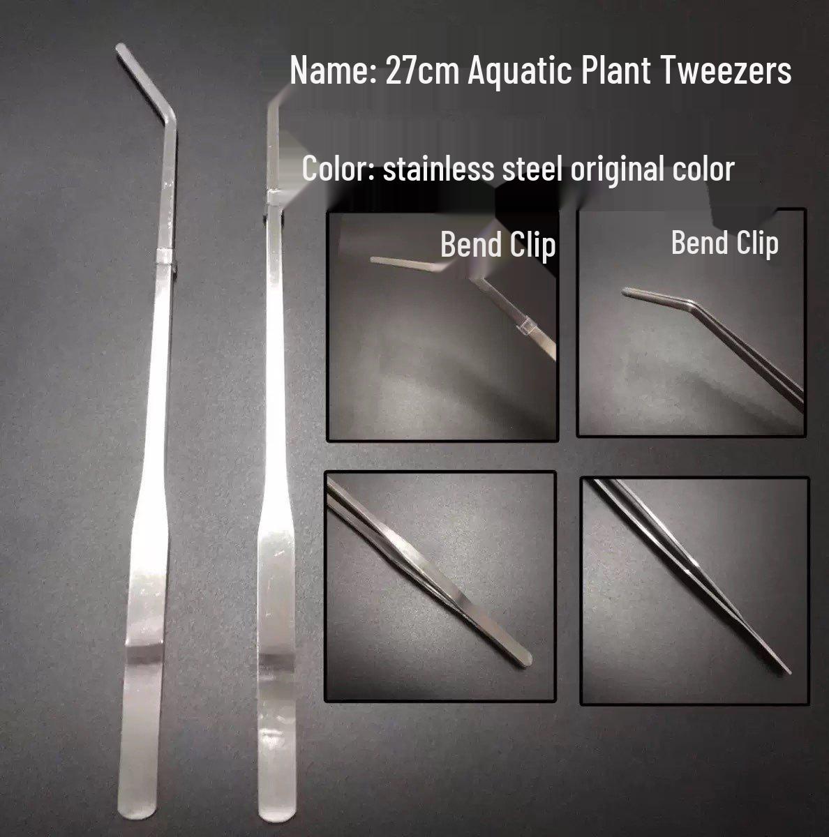 Aquarium Stainless Steel Plant Tweezers: Straight/Bent Head, 27/38/48cm