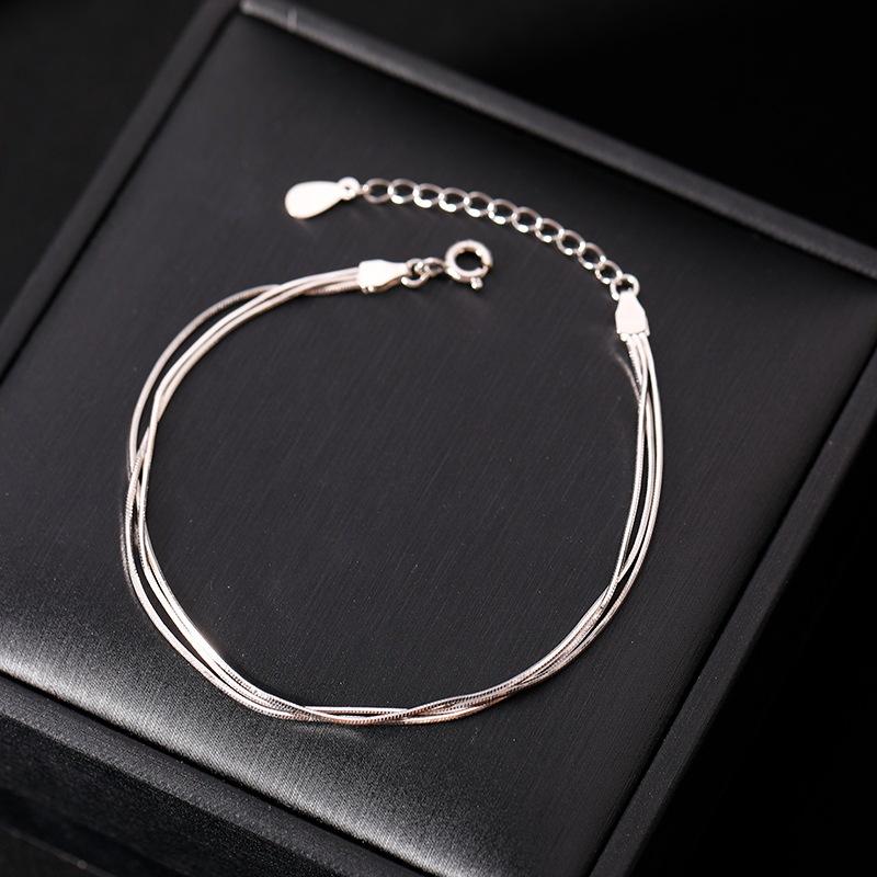 Fashion 925 Silver Bracelets for Women Simple Korean Multi Layer Coil Adjustable Bracelets Party Wedding Jewelry Gifts