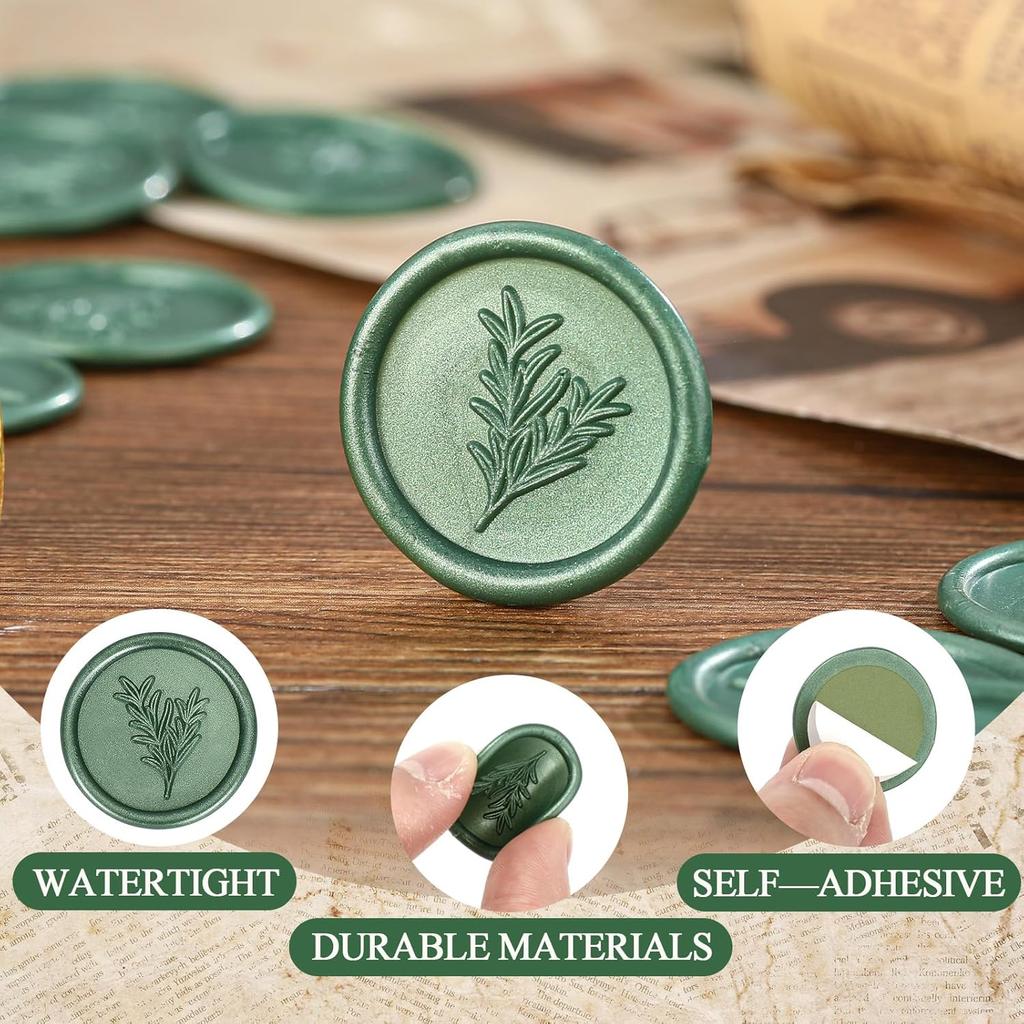 50 Stück Weihnachts-Wachssiegel-Aufkleber Rosmarin Hochzeitseinladung Umschlagverschluss Selbstklebende Aufkleber Salbeigrün Umschlag für Hochzei