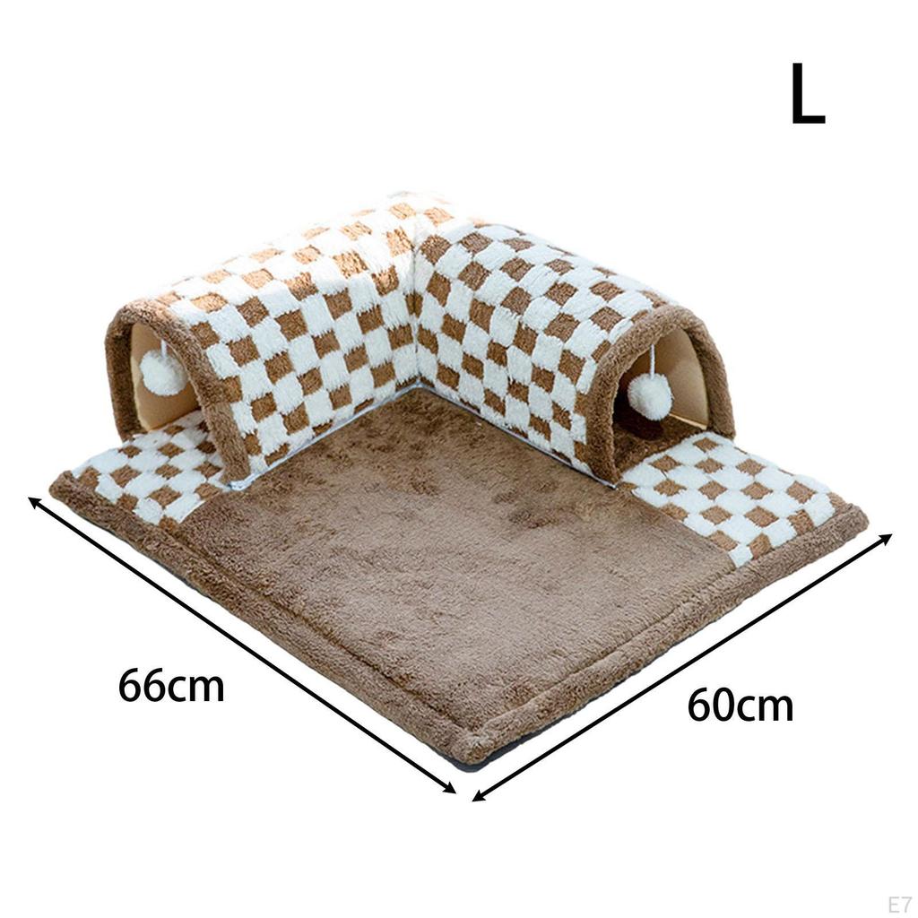 2 In 1 Cat Bed Play Tunnel Sleeping Mat with Removable Kitty Training Interactive Toy