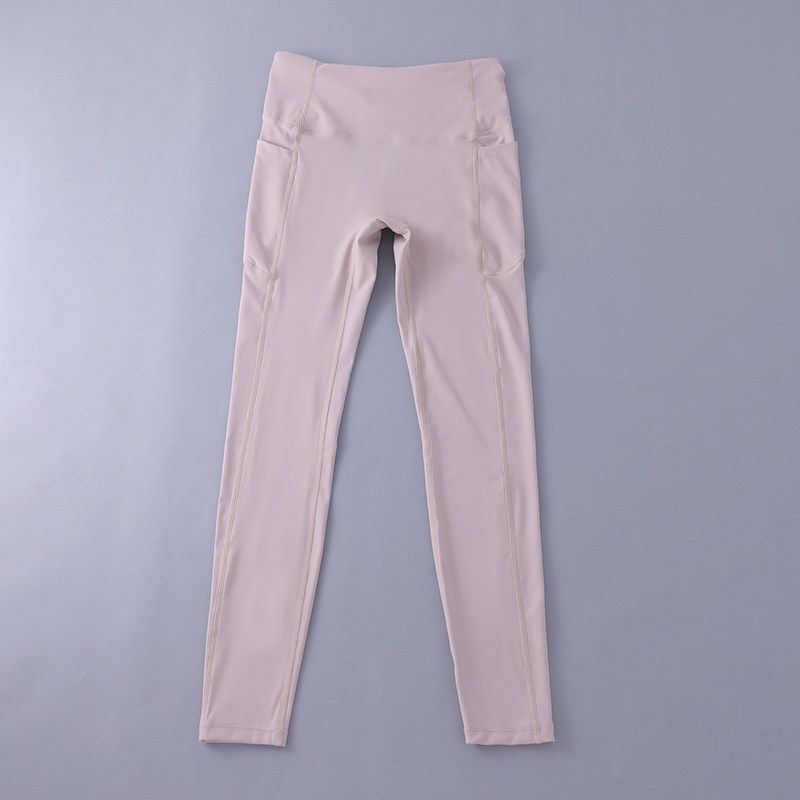 High-Strength Sports Tights High Waist Belly Contracting Yoga Pants Women's Fashion Side Pocket Peach Hip Fitness Pants Autumn