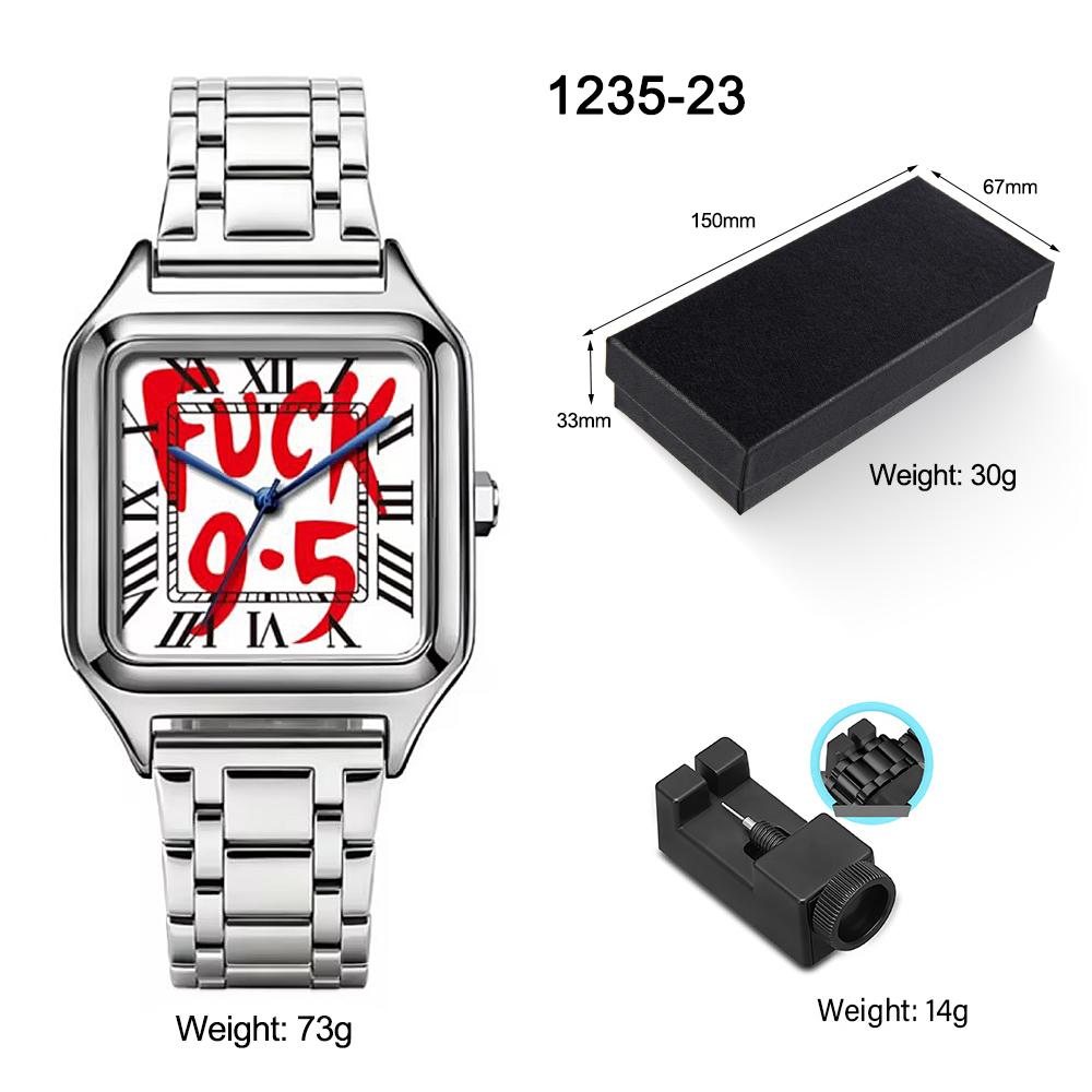 Sleek Minimalist Unisex Quartz Watch Square Dial Stainless Steel Alloy Steel Strap Elegant 3Atm Waterproof