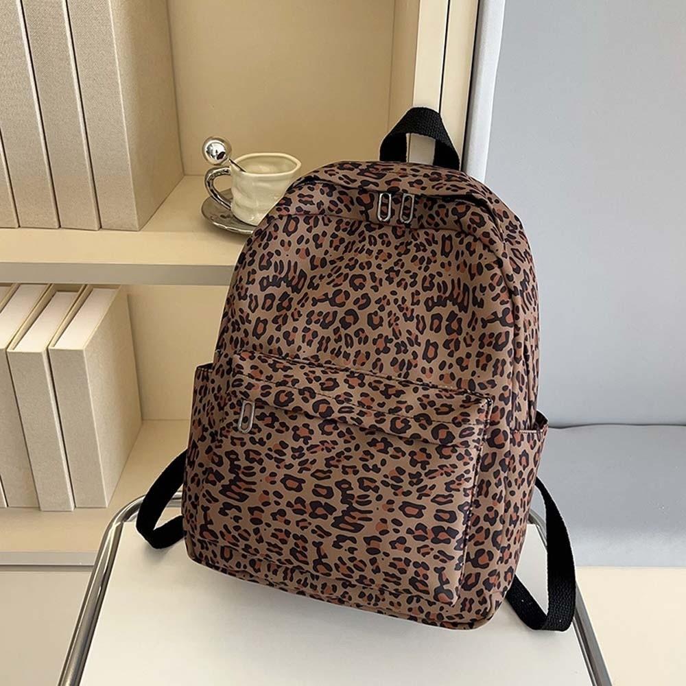 Retro Students School Bag Daypack Large Capacity Backpack Laptop Bag Leopard Print Backpack  Daily