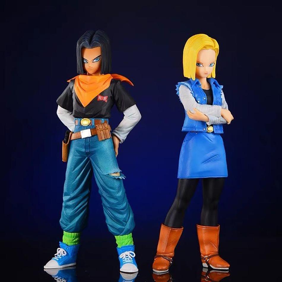 25CM Anime Dragon Ball Android 17 18 Figure Android 18 PVC Action Figures Doll Collection Model Plaything for Children Christmas Presents