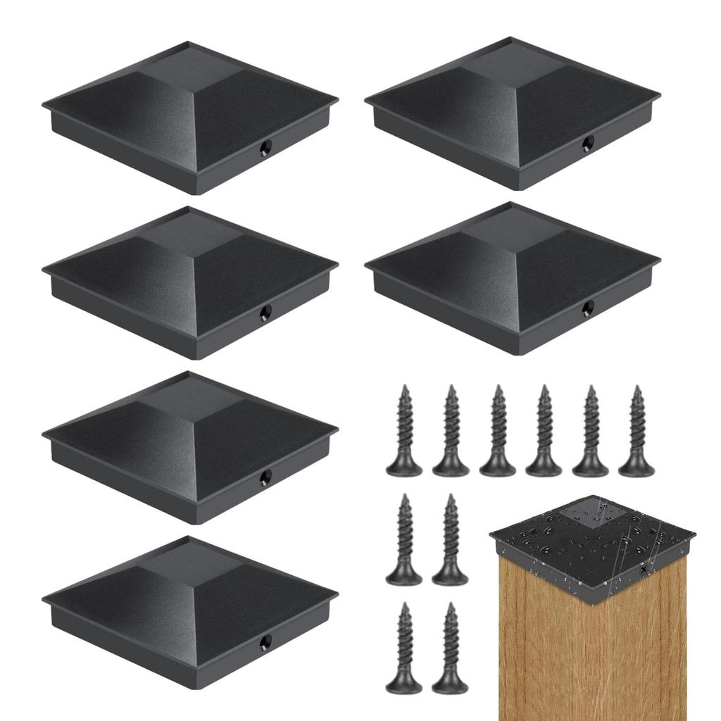 Hekpaalafdekkingen, prismatische afdekkingen, zwarte dekpaalafdekkingen, hekafdekkingen voor houten palen,