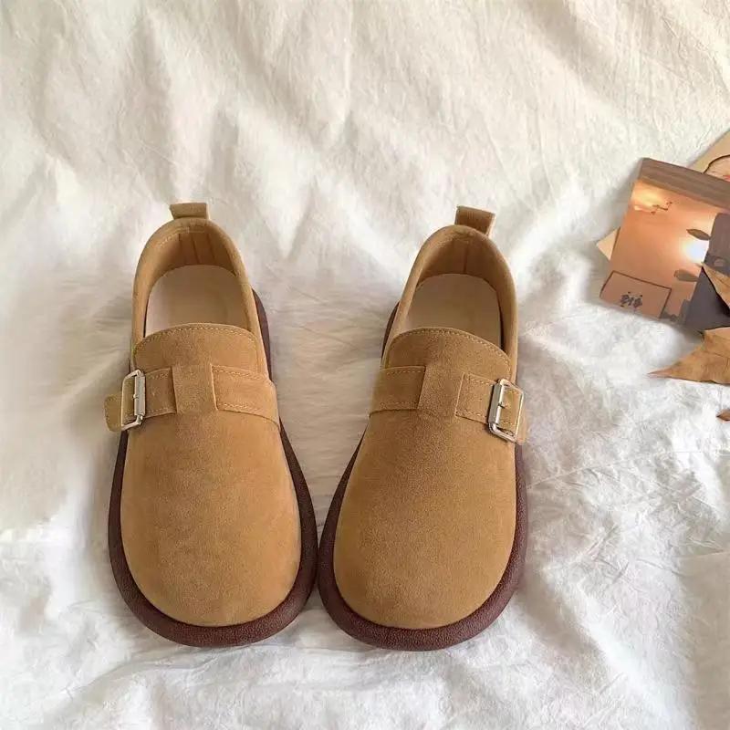 Versatile Boken Shoes for Female Students Spring and Autumn New Style Retro One Foot Soft Soled Anti Slip Bread Shoes