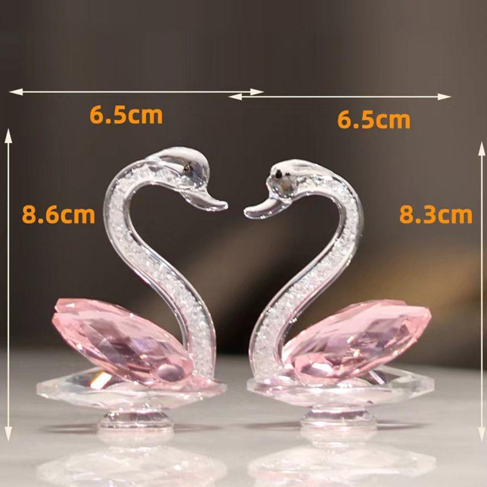 1/2Pcs Exquisite Crystal Swan Figurine Creative Crystal Desktop Ornaments Swan Statue Living Room