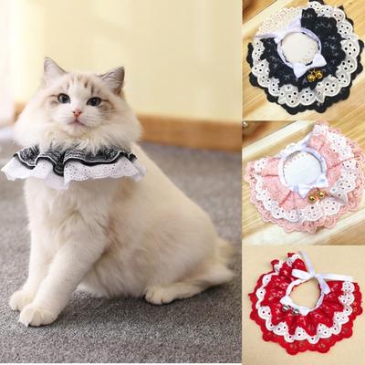 Lovely Pet Bib Cotton Saliva Towel Lace Bib Dog Cat Lace Collar Collar