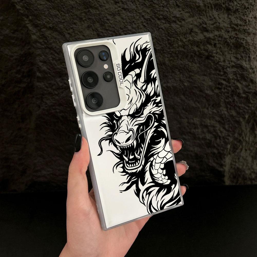 Fashion Black Dragon Pattern Case For Samsung S26 S25 S24 Ultra Cases For Galaxy S23 S22 S21 FE S20 Ultra S26 Plus Phone Cover