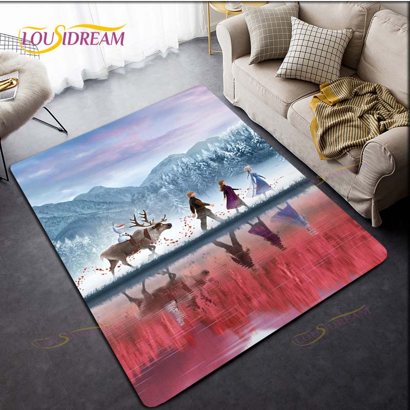 3D Printing Rug for Kitchen Doormat Bedroom Anime Frozen Carpets for Living Room Laundry Bathroom Non-slip Floor Mat